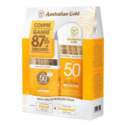 Kit Protetor Solar Australian Gold FPS50 200ml + Facial Fps50 50ml